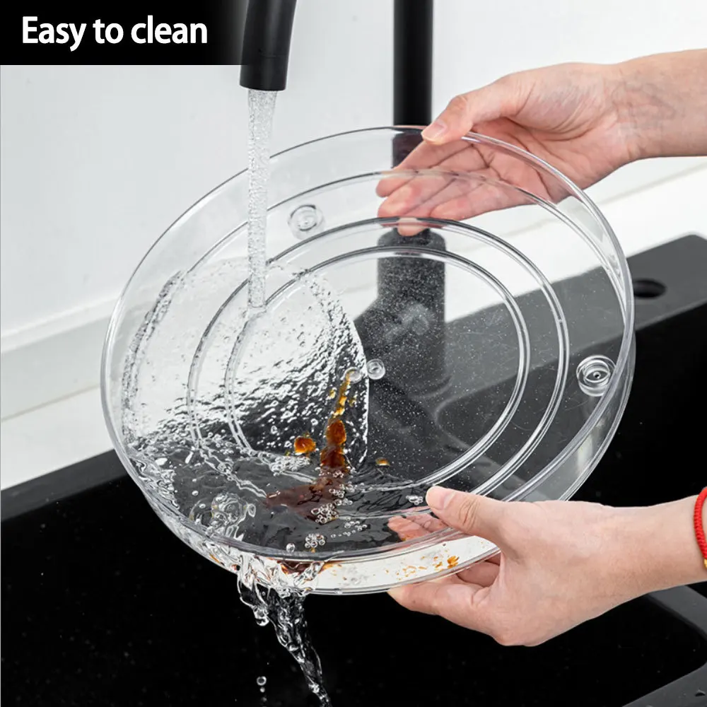 Rotating Storage Organizer 360 Rotation Cabinet Turntable Organizer Storage Spice Rack Drink Cosmetic Storage Rack PET Transparent for Kitchen Bathroom