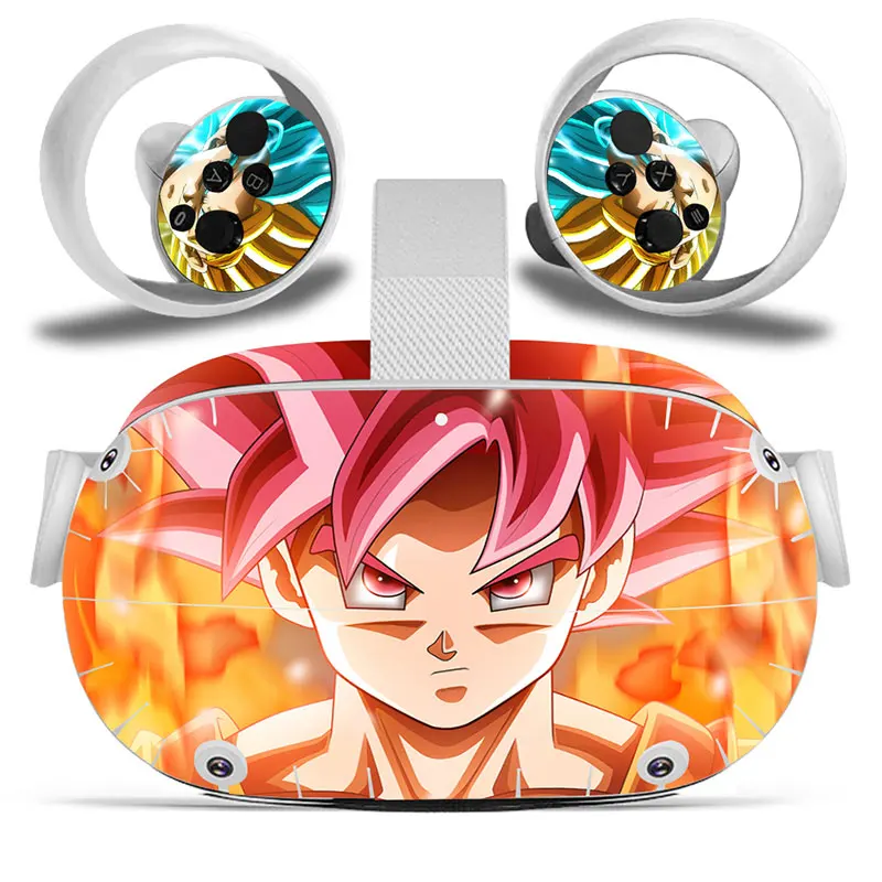 Dragon Ball Goku Skin Sticker For Oculus Quest VR2 Headset Virtual Reality Controller Decal Cover Protective PVC Skin 