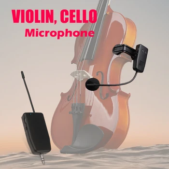 2.4G Wireless Violino Violoncello Chitarra Microfono Sistema Clip su Strumento Ricevitore Trasmettitore 50 Metri Suono Chiaro Riunione dal vivo