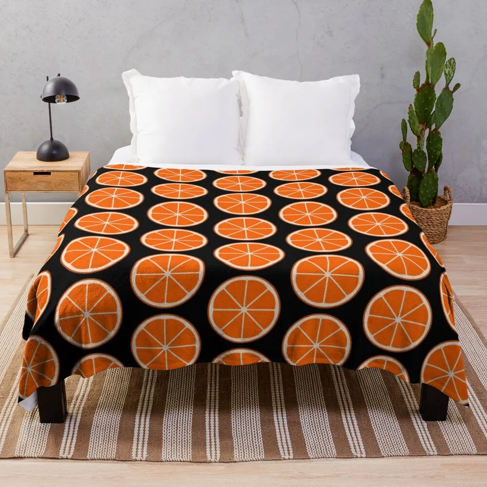 

Orange Slice Throw Blanket Soft Plaid Fluffy Soft Blankets