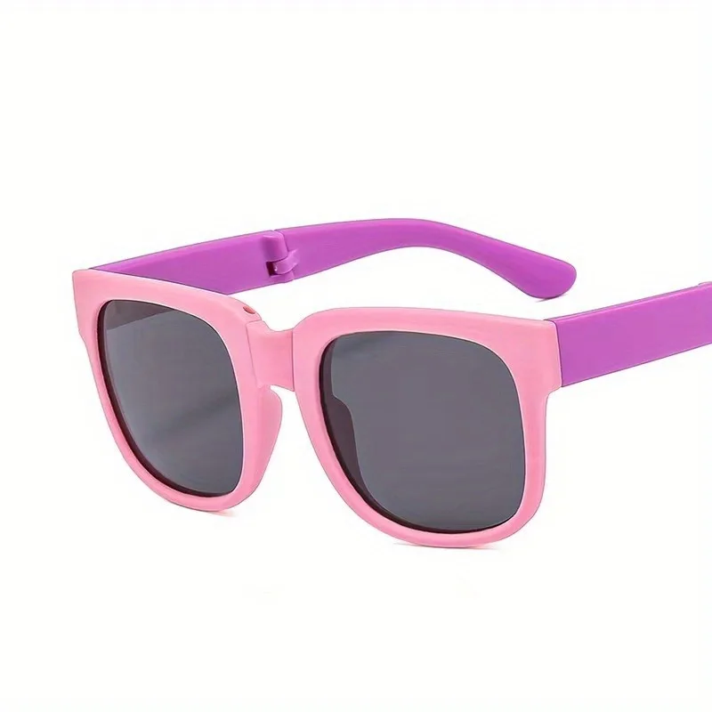 Foldable Glasses 1 Pair Foldable Glasses for Boys & Girls Portable Square Frame Travel Glasses Playful Design Durable Lenses Outdoor