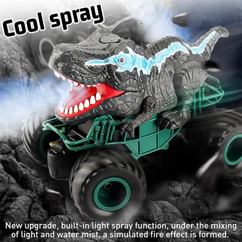 Dinosaur Appearance Electric Off-Road RC Animal Car 2.4G Spray Cool Lighting Dual Motor Remote Control Stunt Car Kids Toy Gift 2