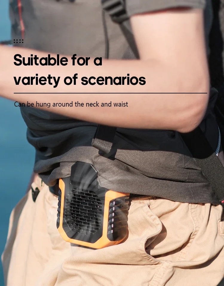 Description Picture 5 of itemPortable Camping Waist Fan 6000mah Rechargeable Bladeless Turbo Hand Held Fan Outdoor Sports Travel Hanging Neck Fan