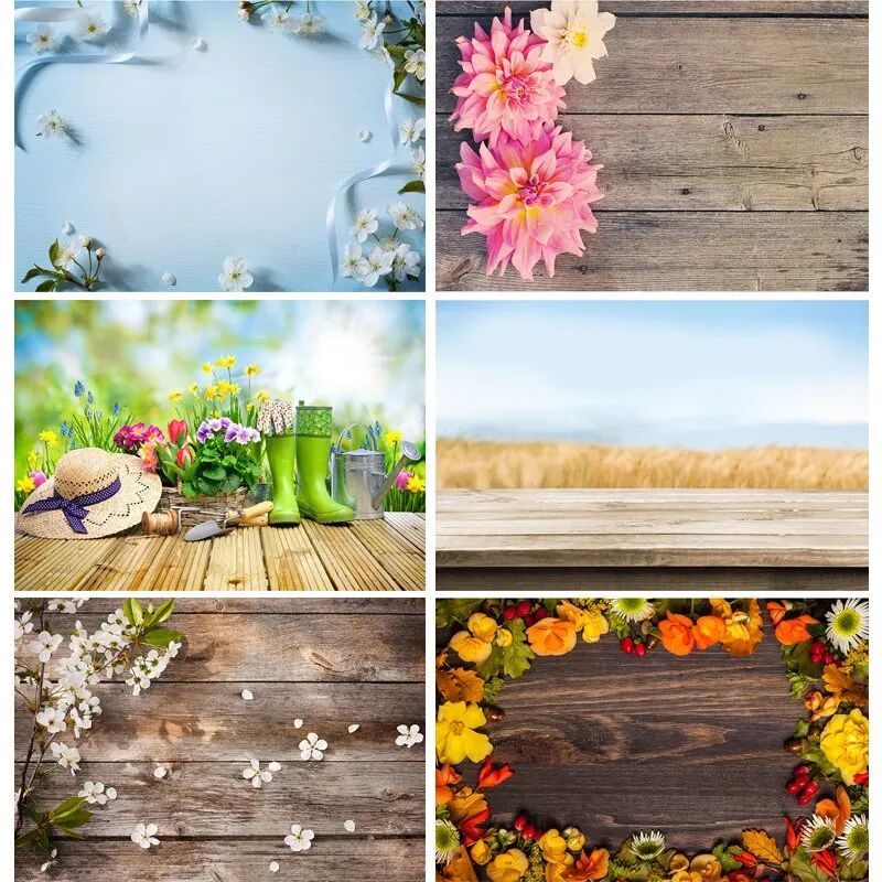 

SHENGYONGBAO Background For Photography Flowers Petal Wooden Planks Baby Doll Photo Studio Photo Backdrop 210308TZB- 01