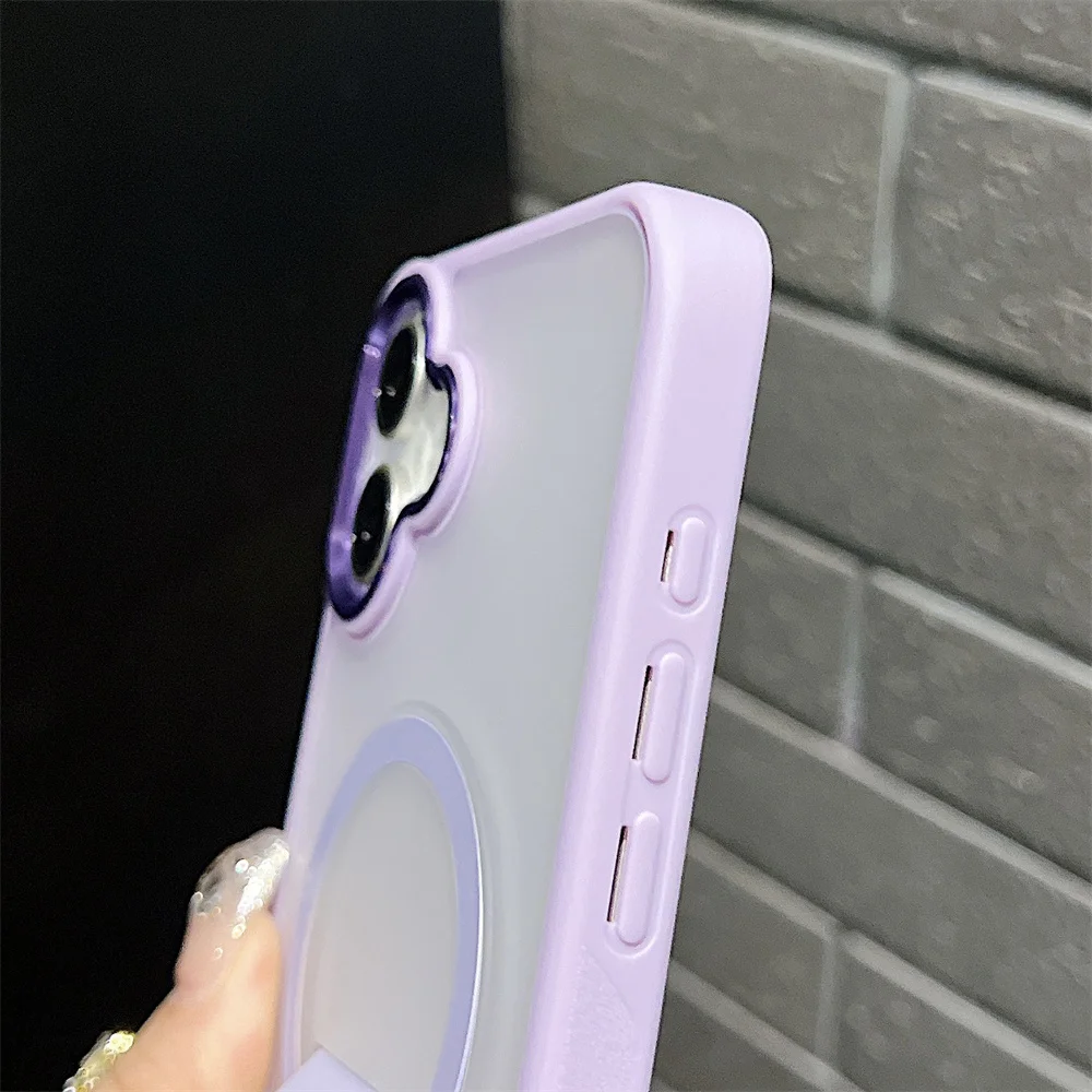Coque de téléphone magnétique translucide mate pliable pour iPhone 16 15 14 13 12 11 Pro Max, coque arrière givrée antichoc de luxe_voghion.com