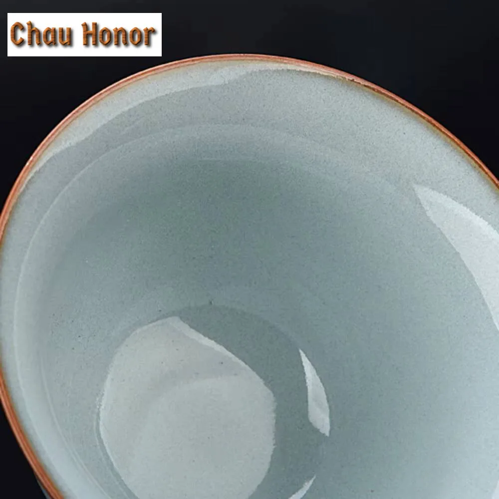 120ml Ru Kiln Ice Cracked Glaze Gaiwan Ancient Porcelain Bowls Tea Lid Set Tea Tureen Tea Maker Cover Bowl Tea Items Collection