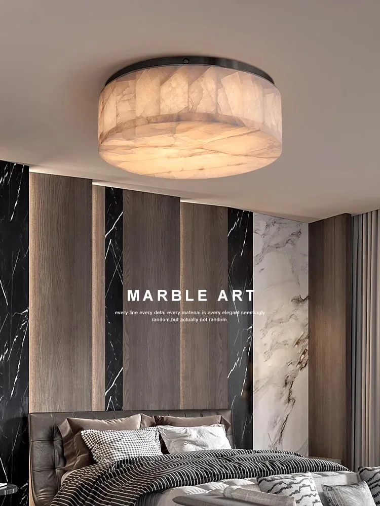 Luxury Modern Natural Marble Ceiling Lamp Led Home Decor Bedroom Ceiling Light Marble Living Room Hallway Light High-end