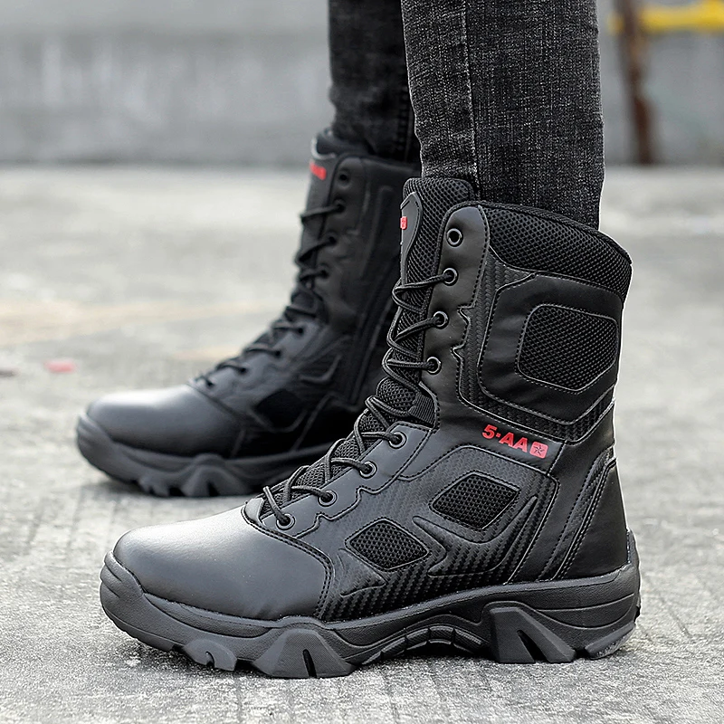 Basic Boots Men Tactical Boots Training Wearable Desert Combat Men Hiking Shoes Sneakers Big Size 39-47 Zapatos Hombre mens leather boots