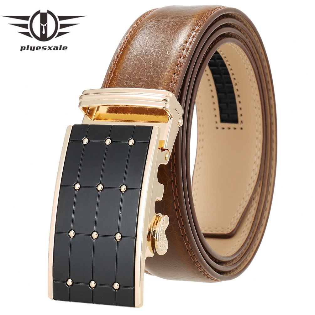 

Fashion Luxury Brown Leather Belt For Men Designer Automatic Buckle Genuine Leather Men's Belt 3.5cm Width Cowhide Strap B1521