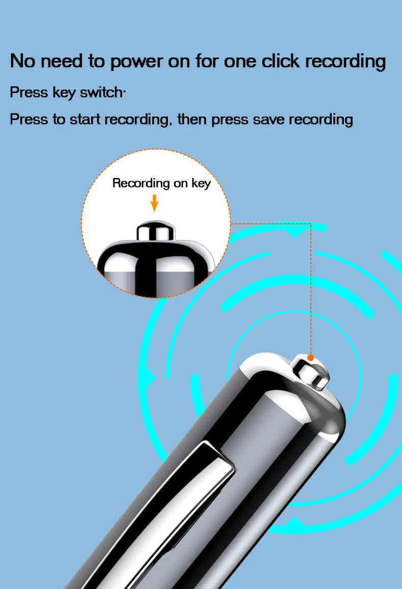 Portable High Definition Noise Reduction Recording Pen with Rechargeable Battery