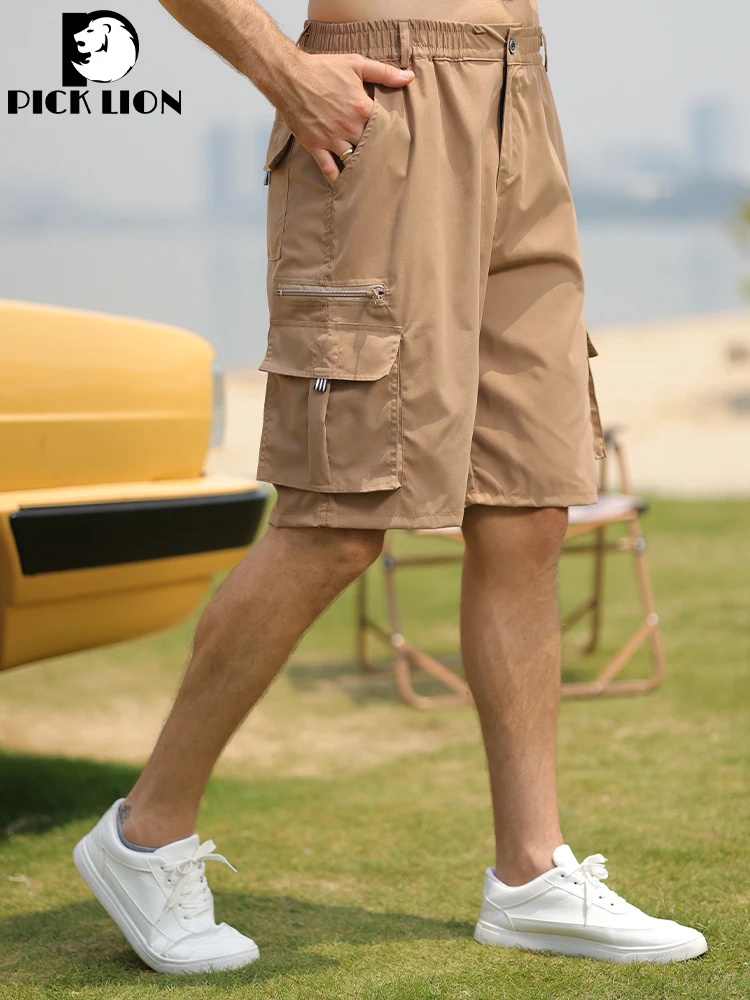 

PICKLION Men's Cargo Shorts Fashion Casual Loose Knee Length Summer Shorts Jogger Military Multiple Pocket Tactical Men Shorts