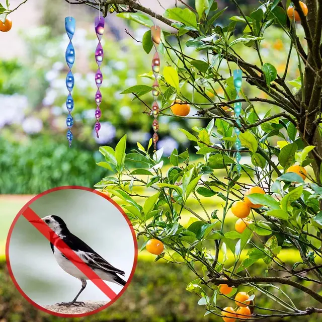 8 db Fényvisszaverő Madárrátrúd 7 Színű 30 Cm Függő Madárriasztószerek Reflektív Szél Spirális Rúd Kerti Madár Ellen - Image 4