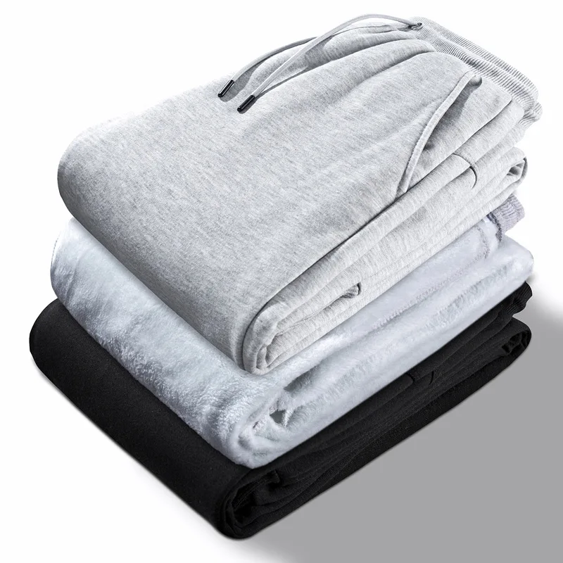 

Winter Warm Fleece Joggers Male Trousers Casual Pants Sweatpants Jogger Solid Elastic Cotton gym workout Skinny Stretch pants