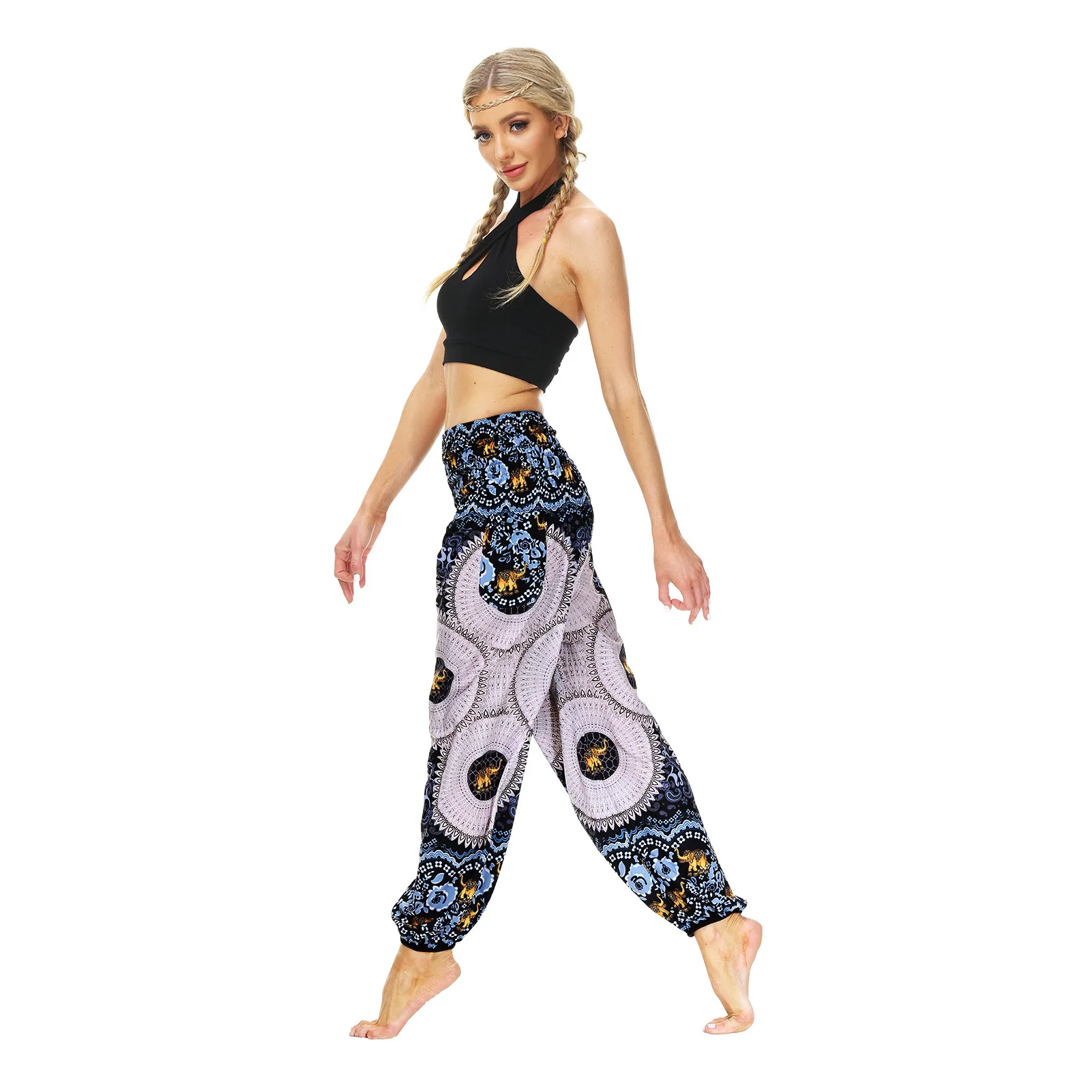 Women's Printed Wear Casual Bloomers Breathable Sports Dance Pants gym accessories women  yoga leggings high waist