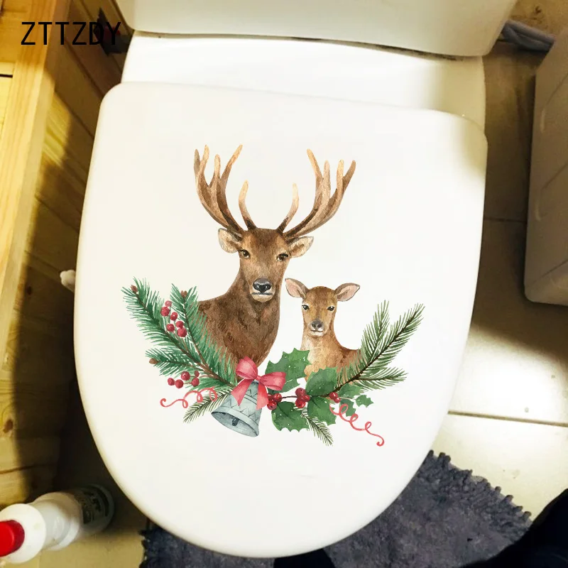 

T231# Cartoon Deer Kids Room Wall Sticker Bathroom Toilet Decor Living Room Cabinet Home Decoration Decals Beautify