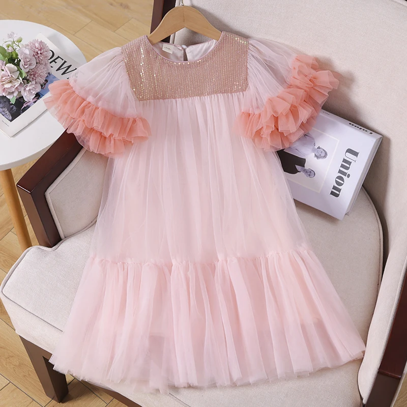 

Baby Kids Dresses for Girls Party Dress Lace Clothes for Teenager Short Sleeve Spring Autumn Children Costumes 4 6 8 10 12 Years