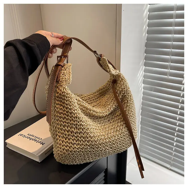 2023 New Fashion Straw Woven Bag Retro Handwoven Tote Women's Bag Casual Simple Versatile Large Capacity Shoulder Bag For Women