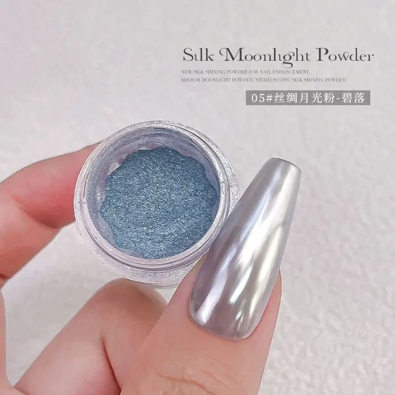 Silk Moonlight Magic Mirror Powder Glitter Metallic Effect Nail Rubbing Dust Fairy Chrome Nail Art Powder Cotton swab 6Colors Nail Powder Nail Glitter Nail Pigment Nail Decoration