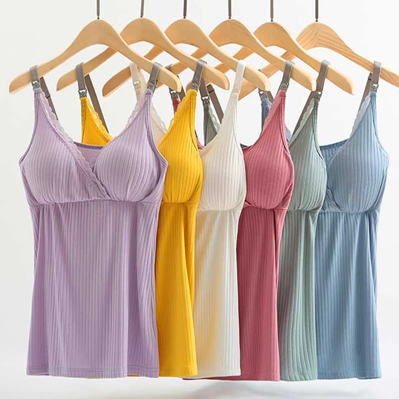 Maternity Clothes Breastfeeding Sling Vest Pregnant Women Removable Bra Nursing Camisole Top Maternity T-shirt Nursing Clothes