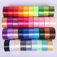 22meters/Roll 4cm Satin Ribbons Crafts Bow DIY Gift Wrap Wine Red Orange Yellow Green Blue Purple Black Gray Gold White Ribbons