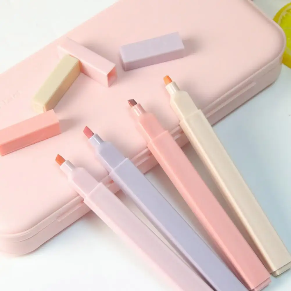 12Pcs/Set Highlighter Pens Non-Neon Pastel Colors Quick Dry Marking Pen Study Journaling Office School Supplies
