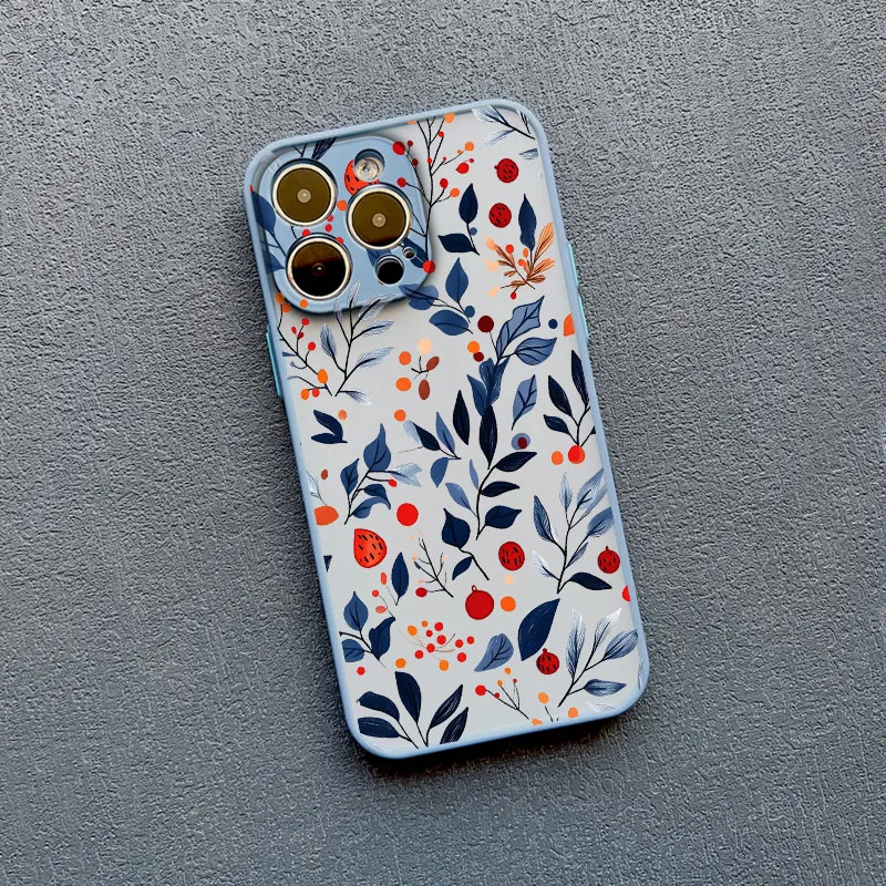 Blumenzweig Feines Blumenmuster Handyhülle für iPhone 13 12 Mini 11 Pro Max 17 16 15 14 Pro Max Plus XS XR 16 Plus Rückseite – Detail 5