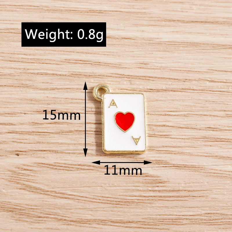 10 Stück niedliche Emaille-Herz-Poker-Anhänger für die Herstellung von Halsketten, Ohrringen, Armbändern, DIY handgefertigten Kunsthandwerk, Schmuckzubehör – Detail 5