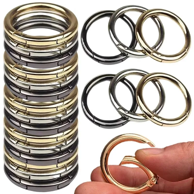 Metal O Ring Spring Clasps 10/50pcs for DIY Jewelry Openable Round Carabiner Keychain Bag Clips Hook Dog Chain Buckles Connector