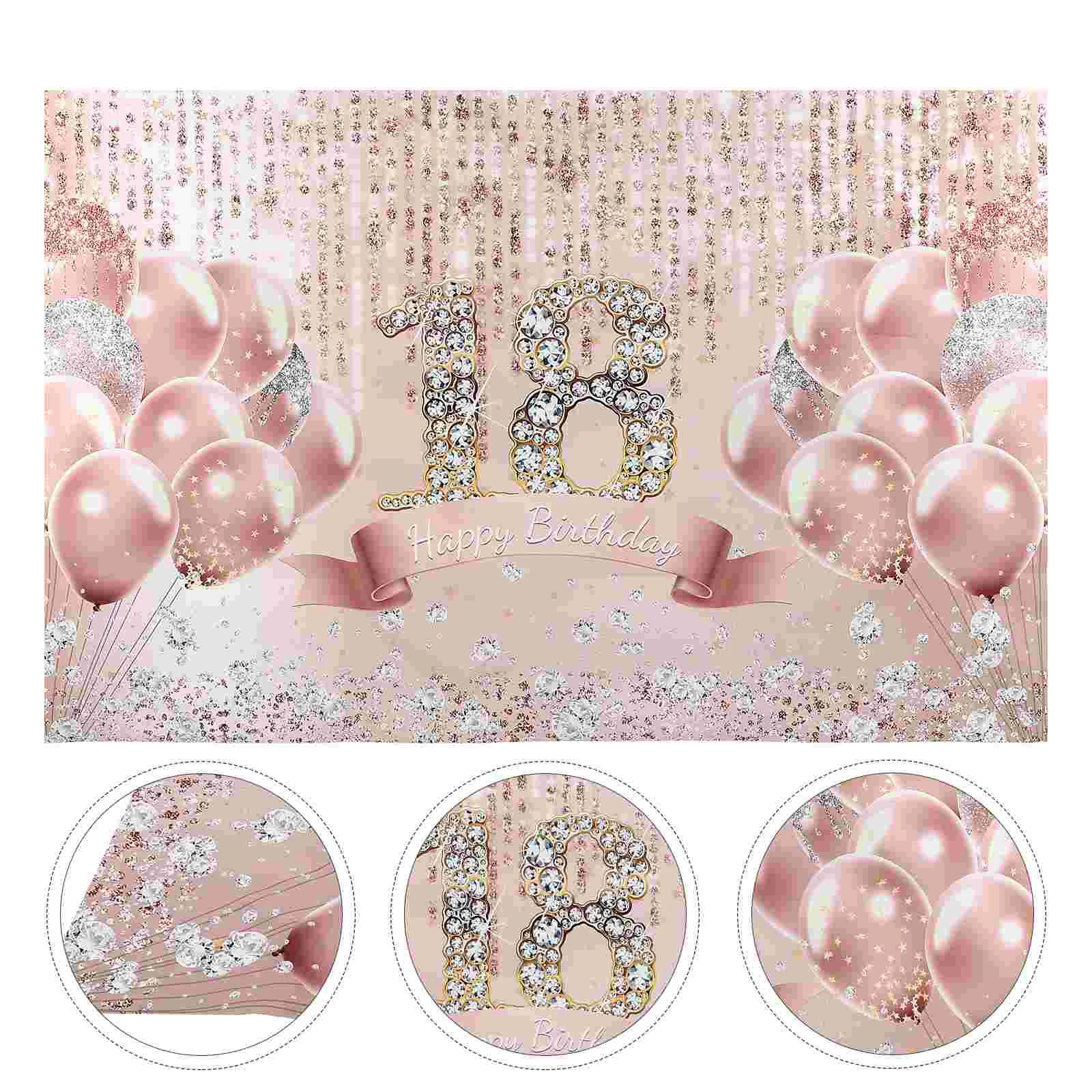 

Birthday Party Photo Backdrop 18 Years Old Background Cloth Happy Balloons Decoration for