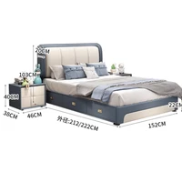 Lit de chambre rembourré pour enfants, mignon et esthétique, lit simple, tables de nuit, cadre français, accessoires pour la maison 5