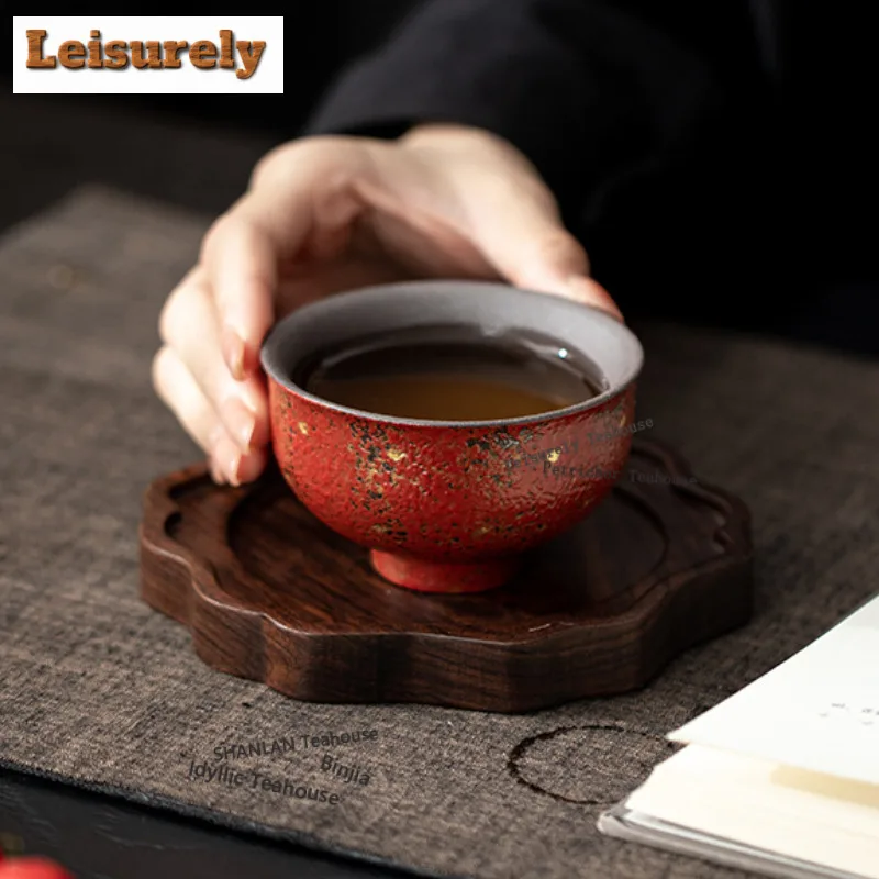 130ML Gold Sprinkled Red Mountain Teacup Antique Tea Bowl Sample Tea Cup Tea-tasting Fragrance Cup Chazhan Master Cups Teaset