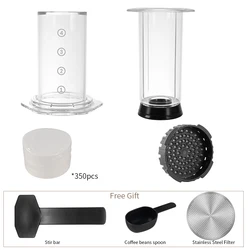 Portable French Press Coffee Maker - Transparent Espresso Coffee Pot with Filters (Clear Aeropress AA)
