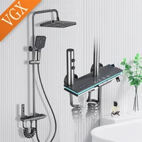 VGX Digital Shower System Intelligent Bathroom Temperature Display Shower Faucet Set Rainlfall Bathroom Mixer Bidet Shower Set 1