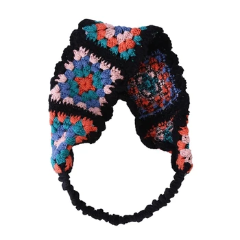 Sunproof 여성 꽃 Hairband 크로 셰 뜨개질 직사각형 Turban 달콤한 탄성 Hairbands Turban 봄 여름 헤어 액세서리 DXAA