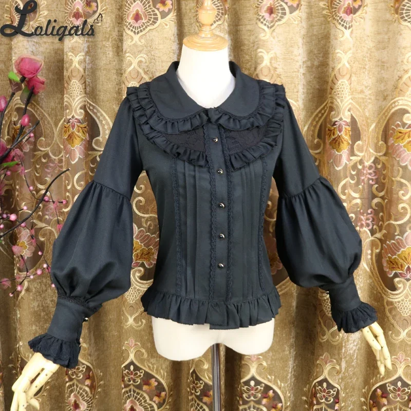 Vintage Long Bishop Sleeve Shirt Peter Pan Collar Lolita Blouse lolita blouses