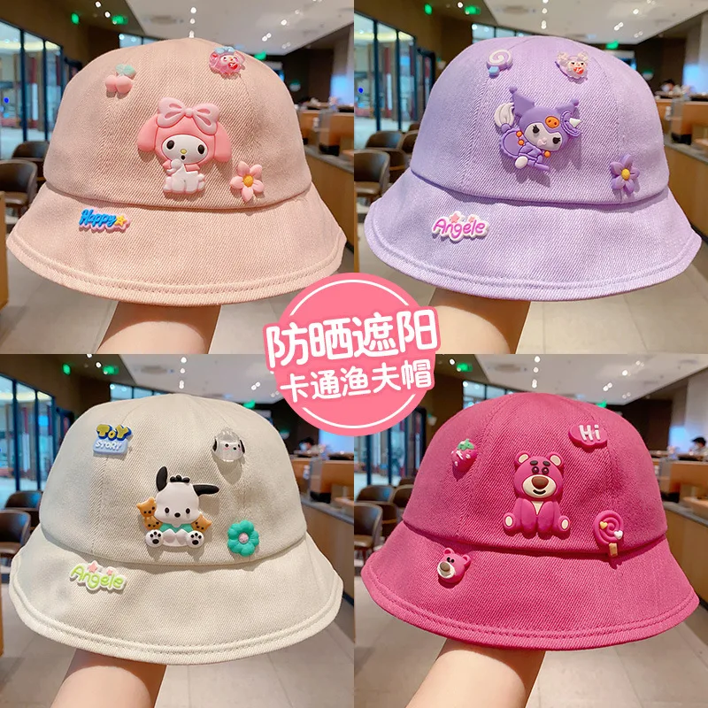 

Cartoon Sanrio Kuromi Fisherman's Hat Cute My Melody Pochacco Fashion Versatile Sunscreen Hat Charm Kawaii Holiday Gifts