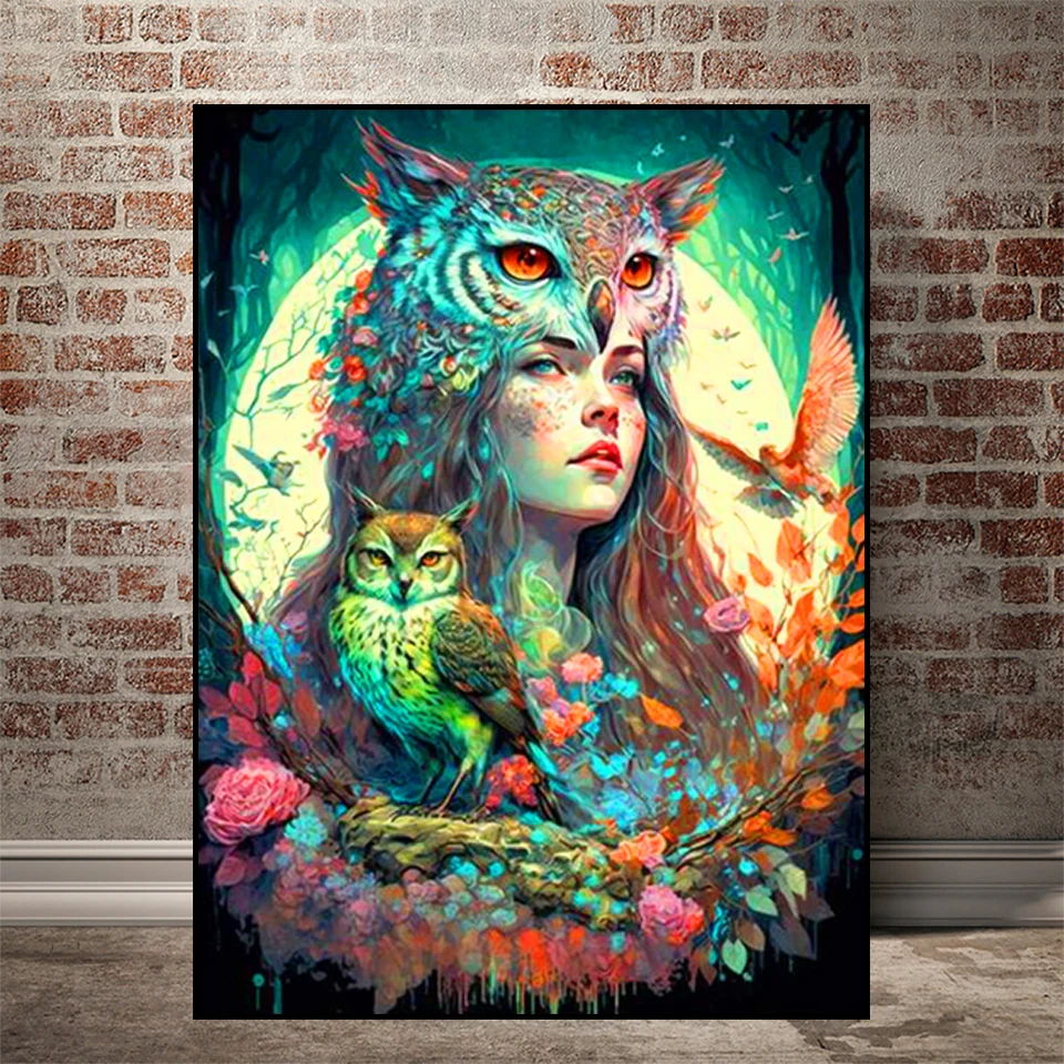 DIY Large Colorful Owl (60x80cm) 5D Diamond Dot Painting Kit with Square  Resin