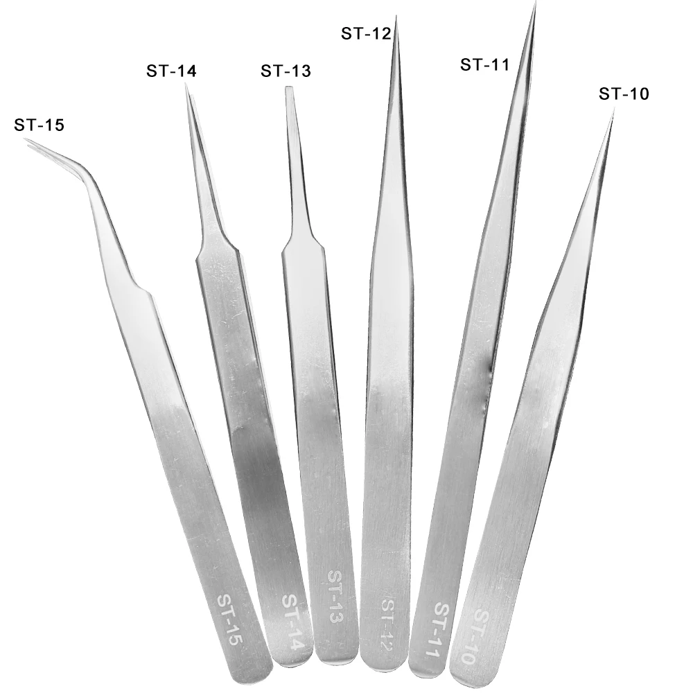 VETUS Anti-static Stainless Steel Silver Tweezers ST-10/11/12/13/14/15 precision tweezers tweezer tool esd anti static tweezers