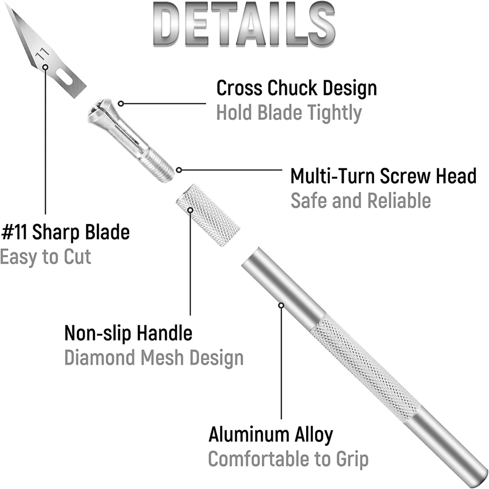 Metal Knife Kit Scalpel Knife Tools Non-Slip Blades Engraving Knife Mobile Mobile Phone Film Paper Cut Handicraft Carving