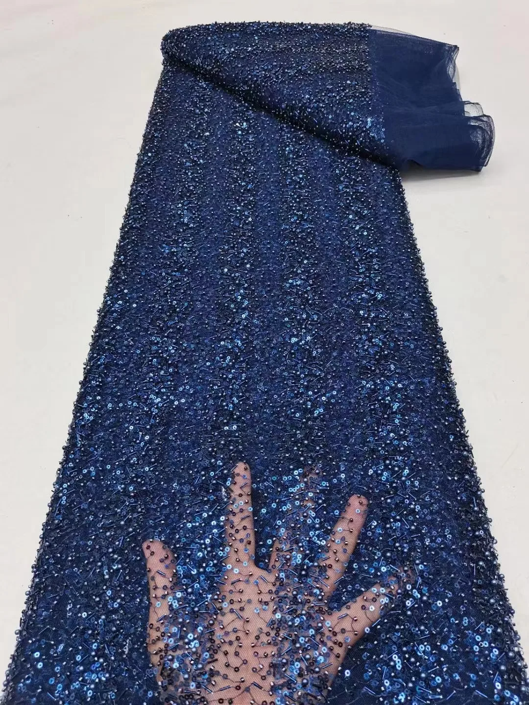 

Высококачественная африканская нигерийская вышивка с блестками 2024, тюль, кружевная ткань, Гипюровое платье, сетчатая кружевная ткань для свадебной вечеринки с бисером, 5 ярдов