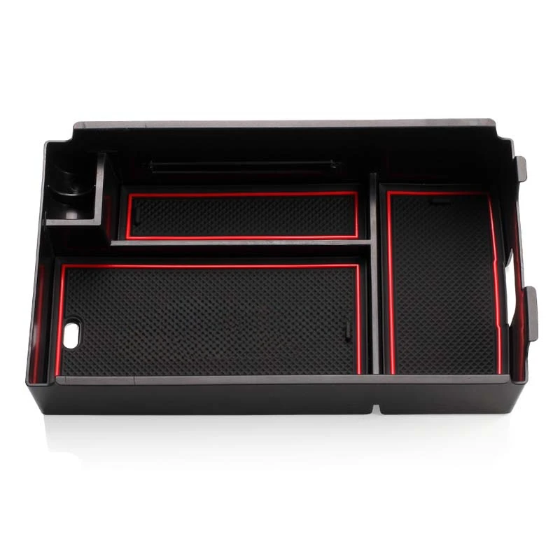 QianBao Leather Center Console Armrest Cover For Chevy Equinox 2018-2023 & GMC Terrain 2017-2023 (Black-Red Stitching) - View #9