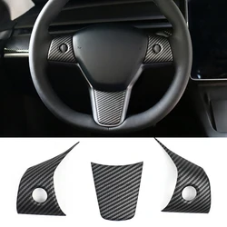 Auto Sparkle ABS Carbon fiber Model Y Steering wheel patch decoration For Tesla Model 3 Model Y Interior Modified accessories