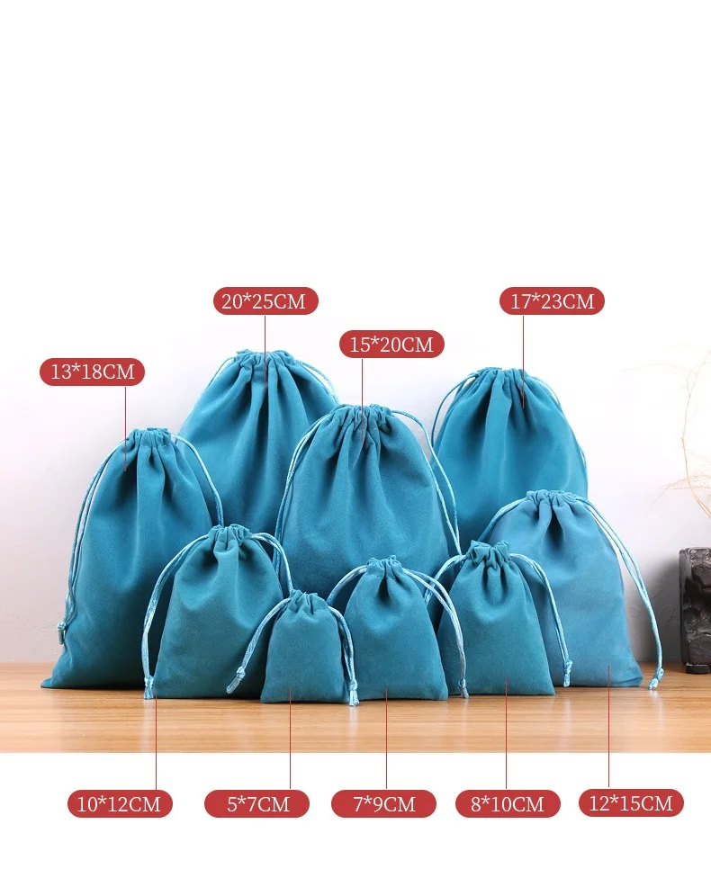 50pcs/lot 12x15cm Drawstring Velvet Bags Jewelry Pouches Wedding Party Gift Packaging Bag Home Storage Sacks Customized Logo
