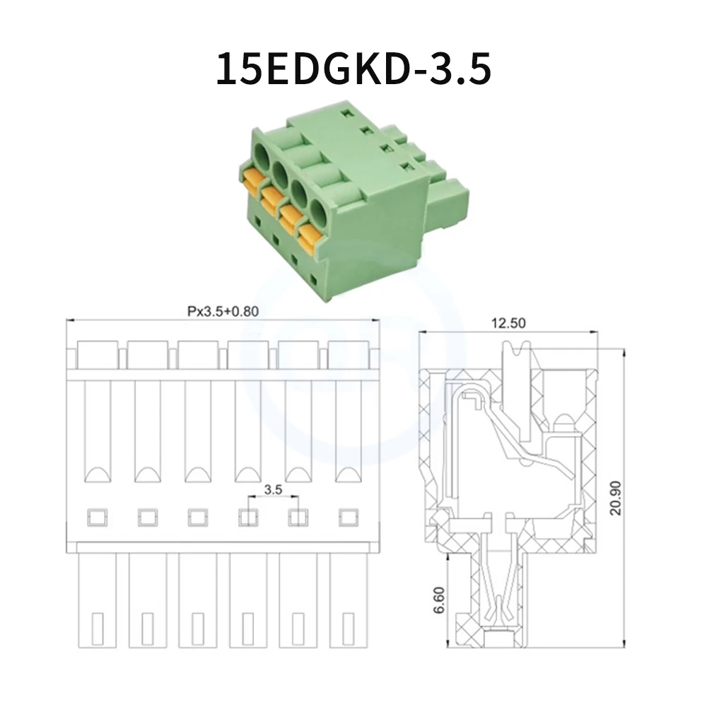 (5 Sets) 15EDGKD 2EDGKD 3,5MM Schraubenlose Steckverbinder für Leiterplatten KF 2EDGV/R 3,5 Rechtwinklig Gerade Pin Federdruck-Steckverbinder 2-24 Pin