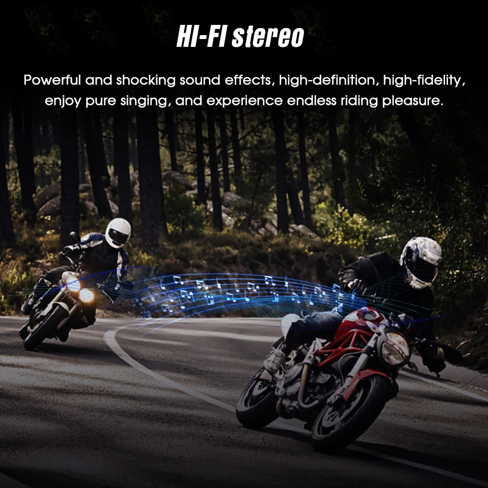 Motorcycle FM Radio Helmet Intercom Headset 800M HY-1001 Talking Bluetooth 5.0 HeadsetMicrophone Waterproof For 2 Ri