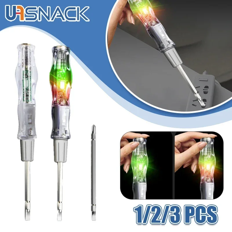 

Dual Head Voltage Test Pens Cross Screwdriver Induction Test Pencil LED Dual Color AC Induction Power Detector Circuit Indicator
