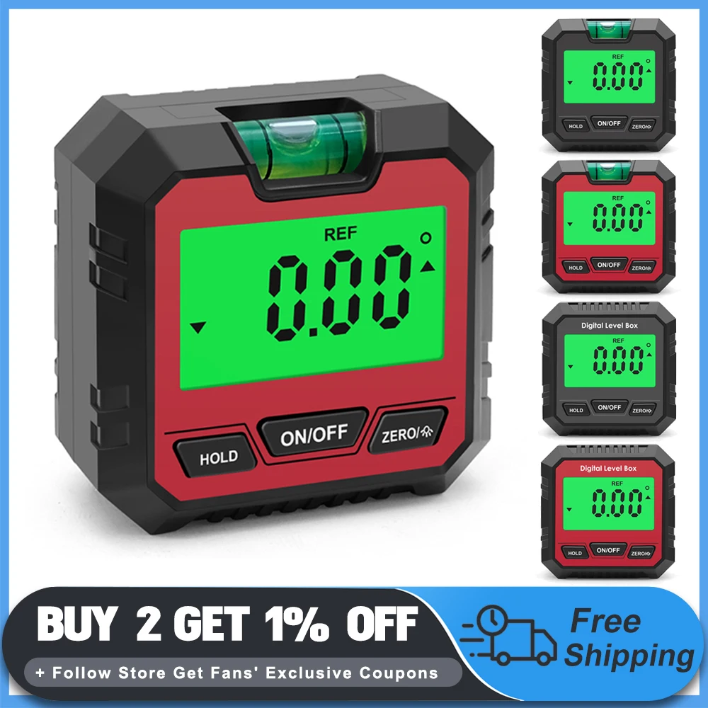 4*90° Digital Angle Meter 360° Mini Measuring Inclinometer LCD Display