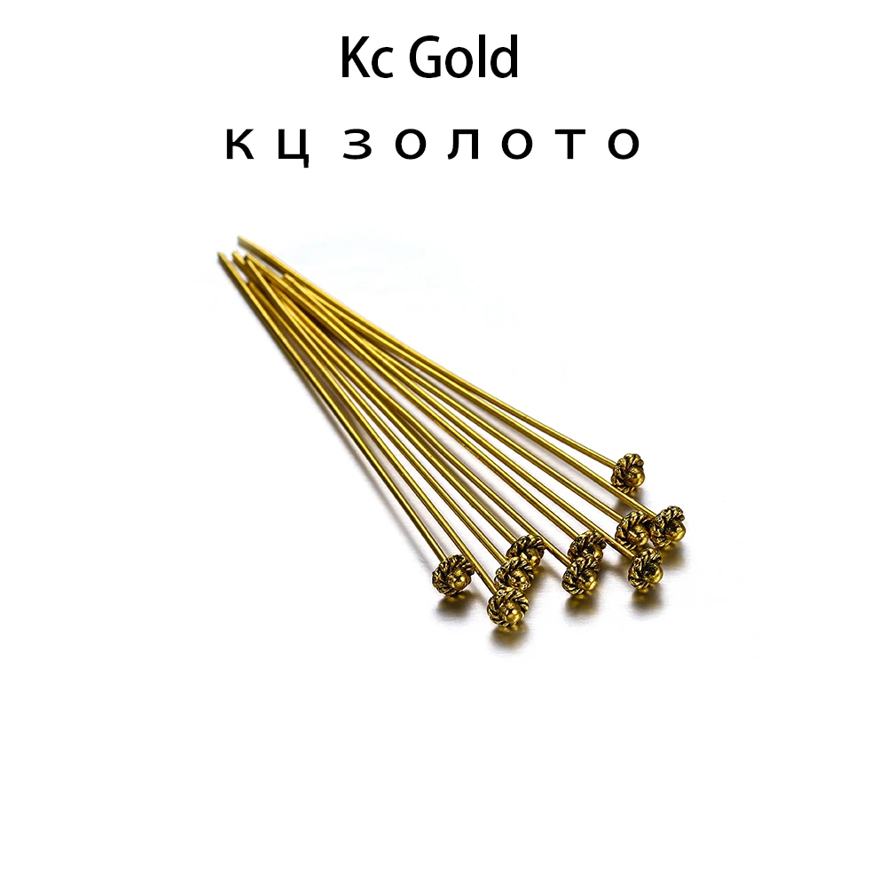 Gold Flower Head Pins For Jewelry Making Diy Beads Ball Pins Needles Findings Women Jewelry Accessories Headpin 20pcs 50mm