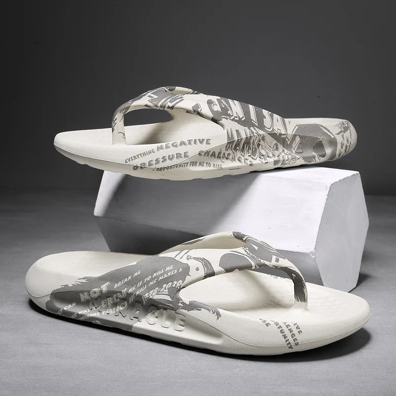 Fashion Non Slip EVA Sole Thick Platform Shoes Men's Flip Flops Summer 2023 Camouflage Anti-Odor Beach Indoor Slippers