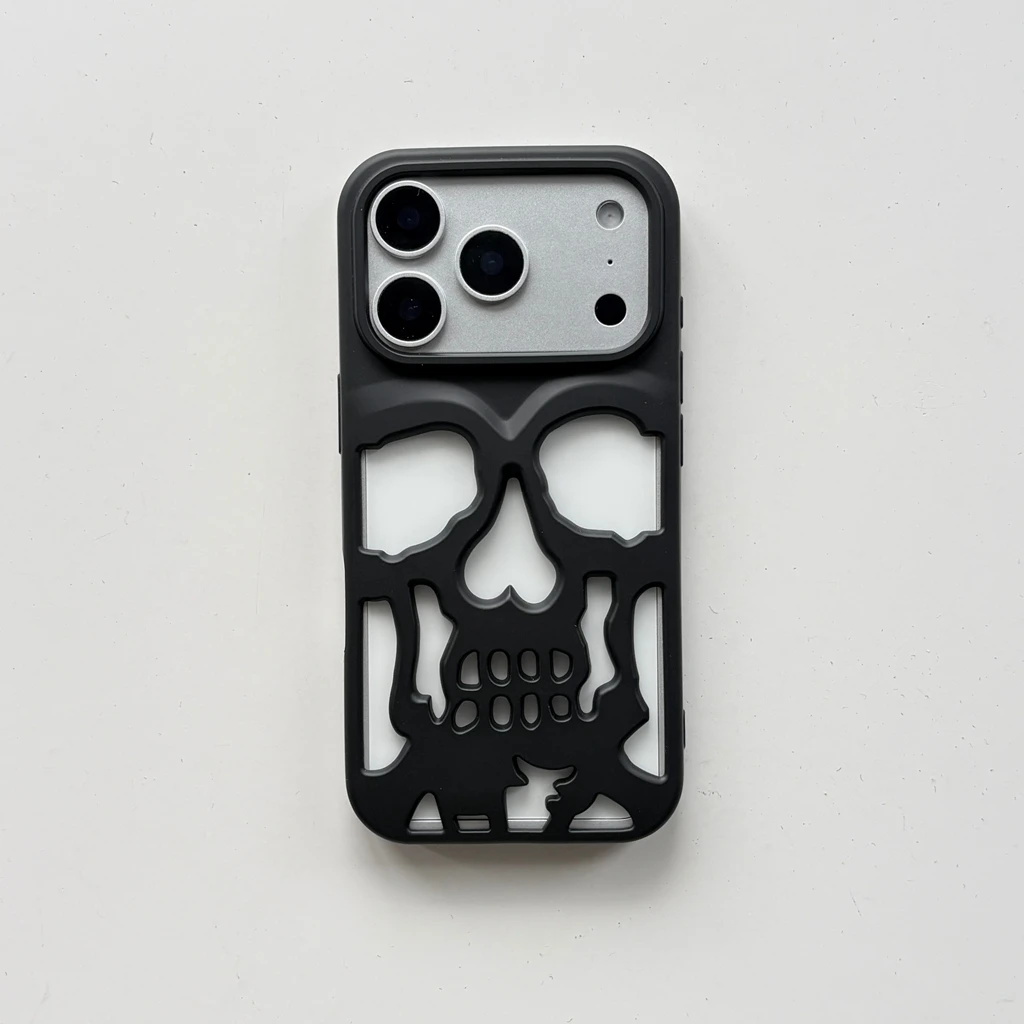 Retro Fashion Matte Hollow Out Skull Skeleton Shockproof Protective Phone Cover Case